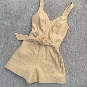 SIMKHAI Kai Bustier Linen Romper in Natural Size 0 NWOT